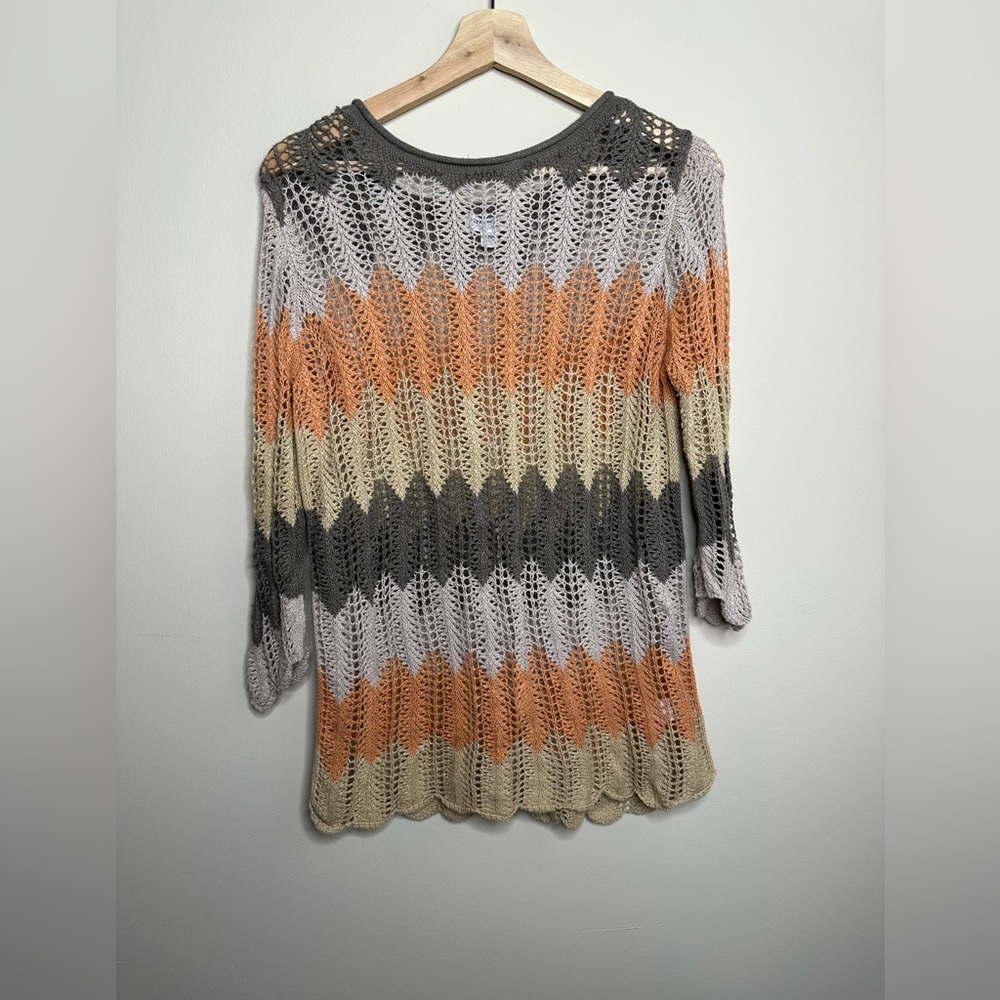 St. John Bay Loosely Knitted Crochet Sweater
